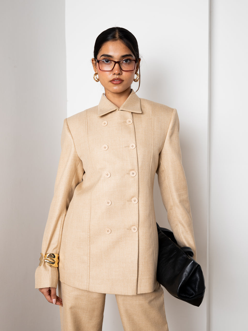Twin Row Blazer (Beige)