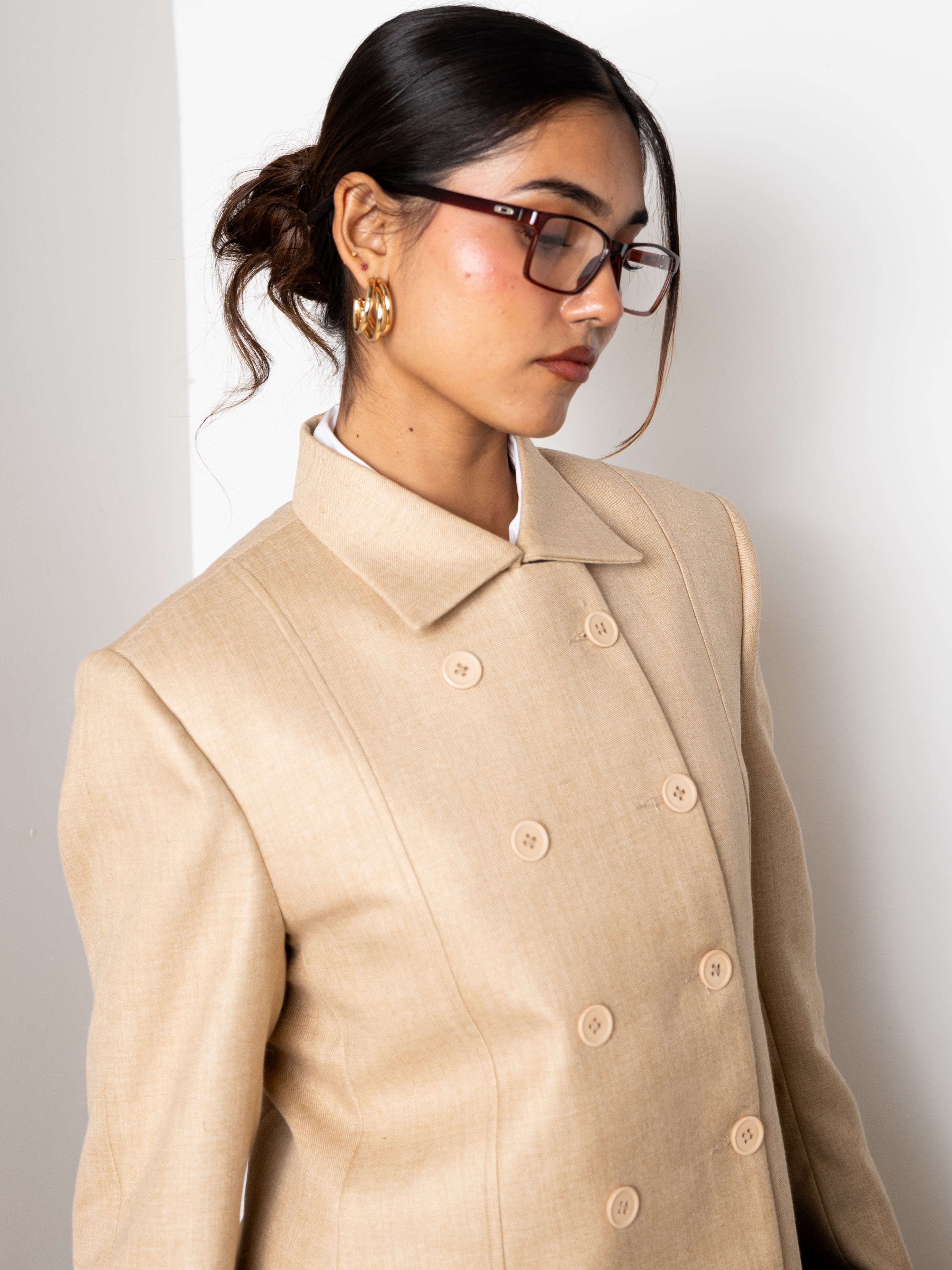 Twin Row Blazer (Beige)