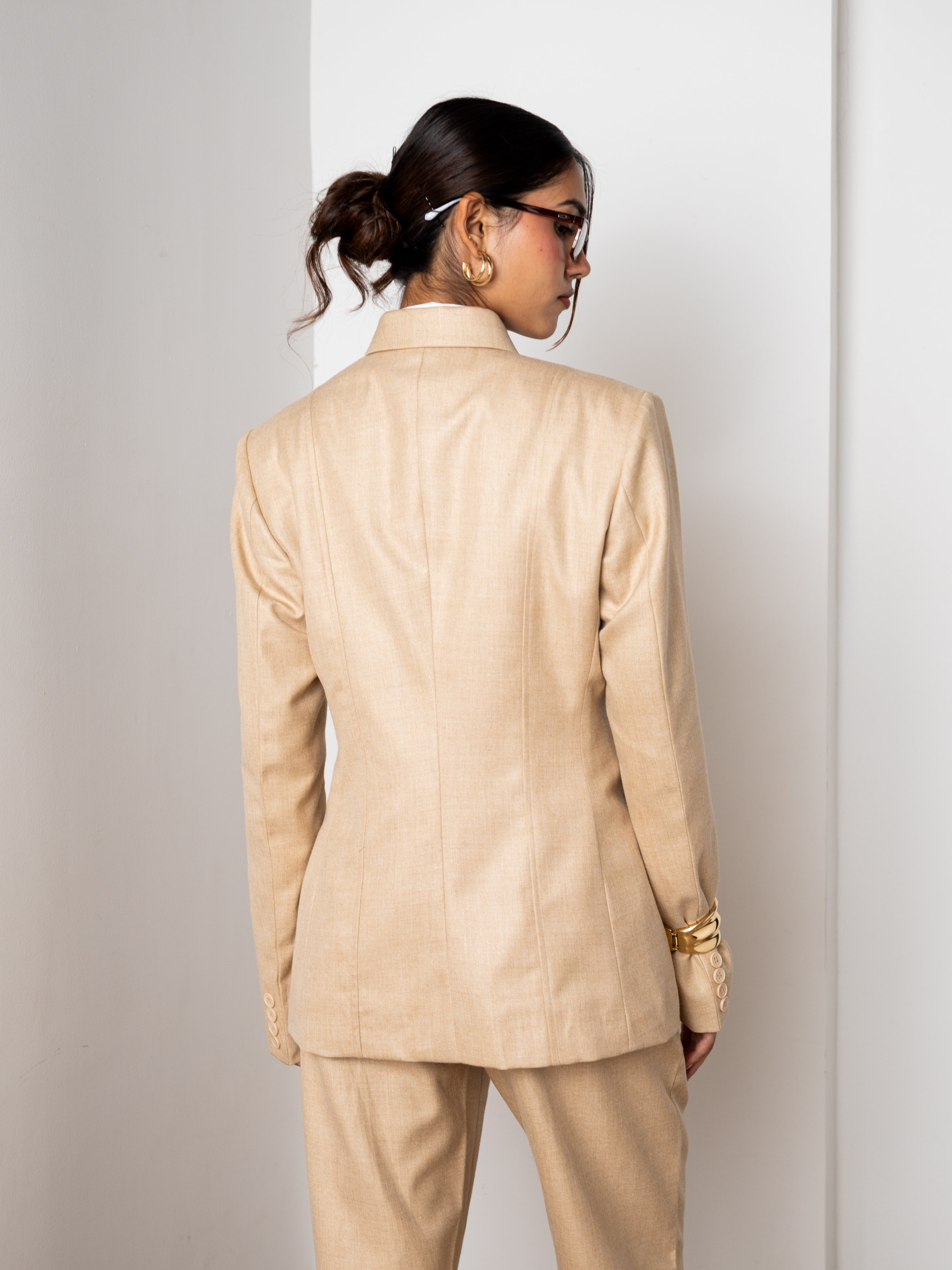 Twin Row Blazer (Beige)