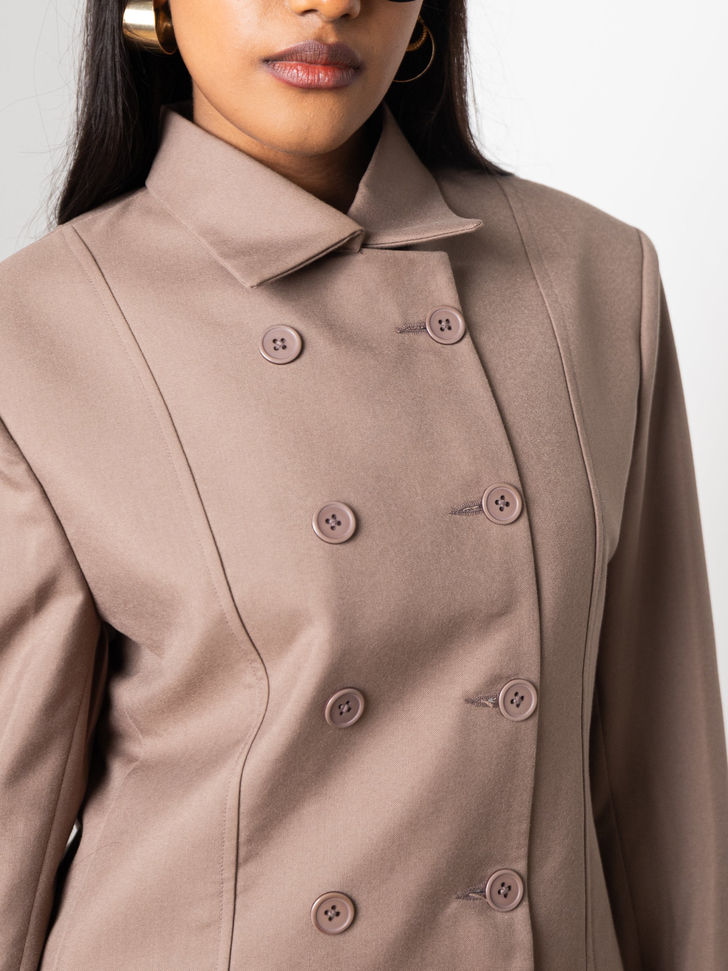 Twin Row Blazer (Brown)