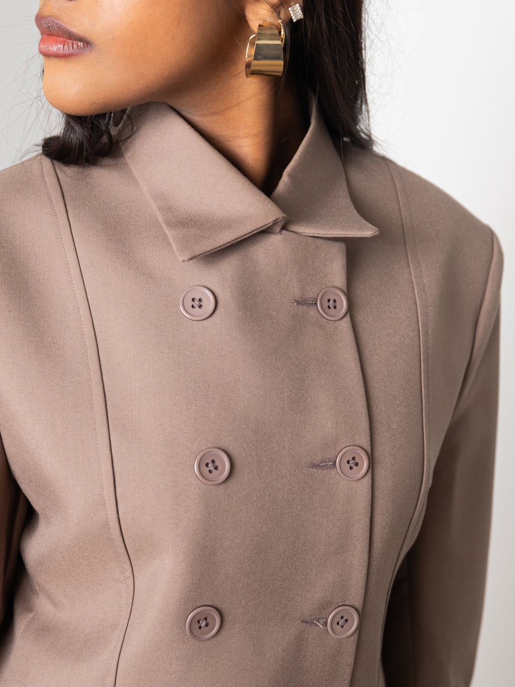 Twin Row Blazer (Brown)