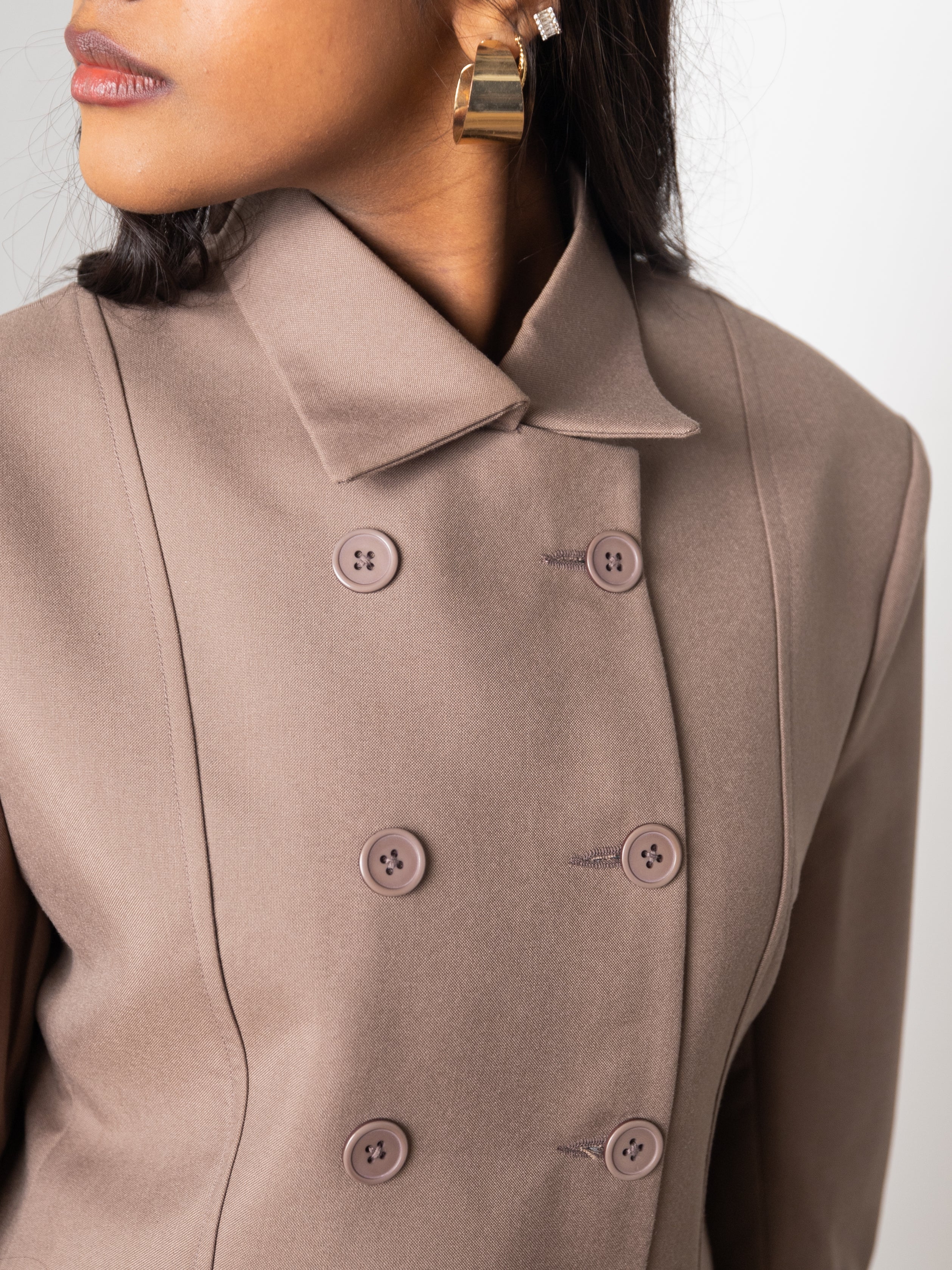 Twin Row Blazer (Brown)