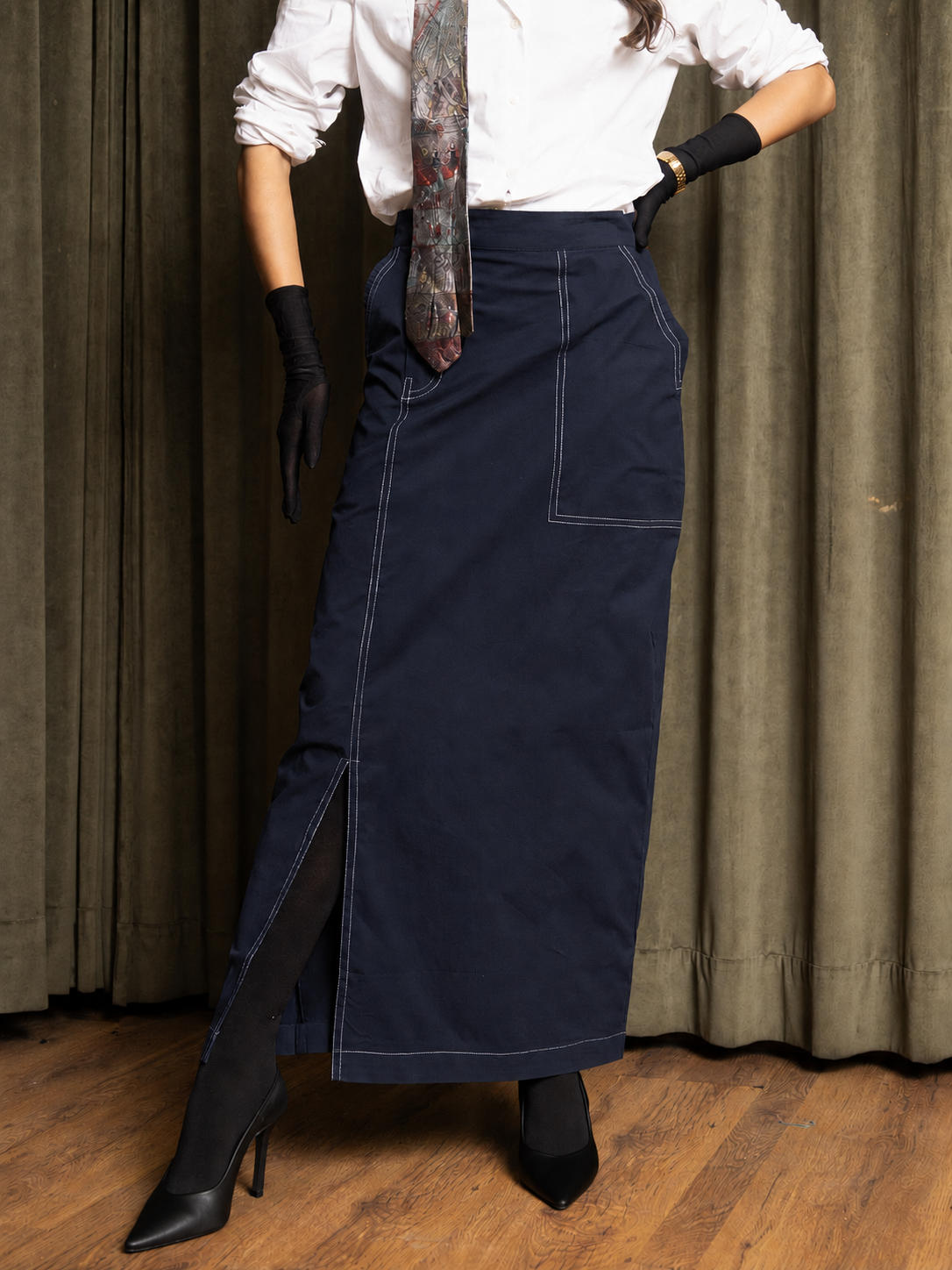 Column Skirt (Deep Blue)